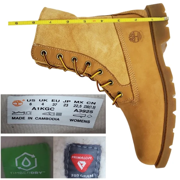 New Timberland linden woods waterproof fold down boots women 6 wheat nubuck faux - Picture 14 of 16